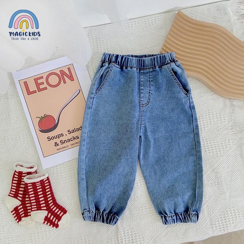 Quần jean bé trai cạp chun quần dài bò trẻ em dáng baggy Magickids quần áo trẻ em chất liệu co giãn QD21002