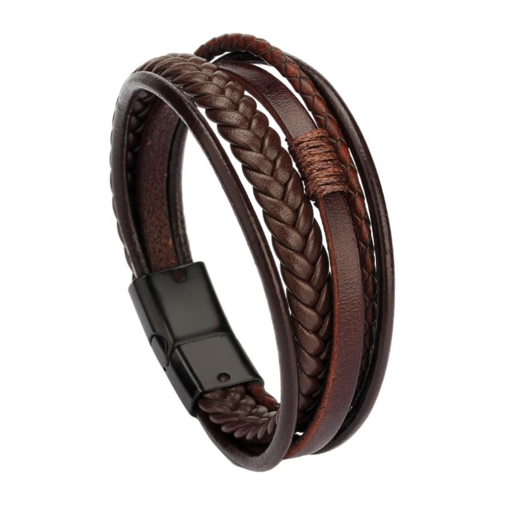 2 Pieces Braided PU Leather Men Bracelet Bangle Wristband Classic Accessory