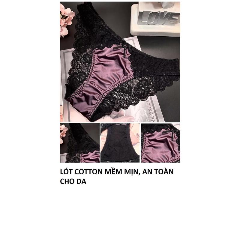 Quần Lót Kiểu Âu Mỹ Vải Satin Ren Nữ Thêu Ren Viền Cao Cấp Nhập Khẩu Nóng Bỏng Quyến Rũ Gợi Cảm Cao Siêu Mỏng Lưới Thoải