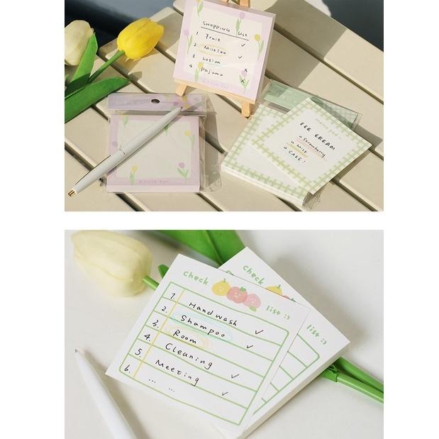 Giấy Note - Set 100 Tờ Memo Pad Vuông NOTE FOR Pattern Cookie Flowers