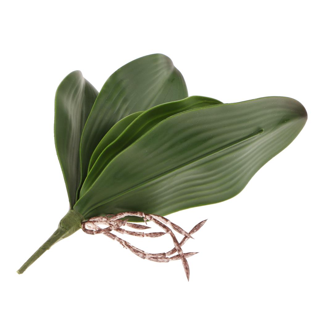 3x Artificial Orchid Leaves Green Fake Plants Leaf Table Top Wedding Decor C