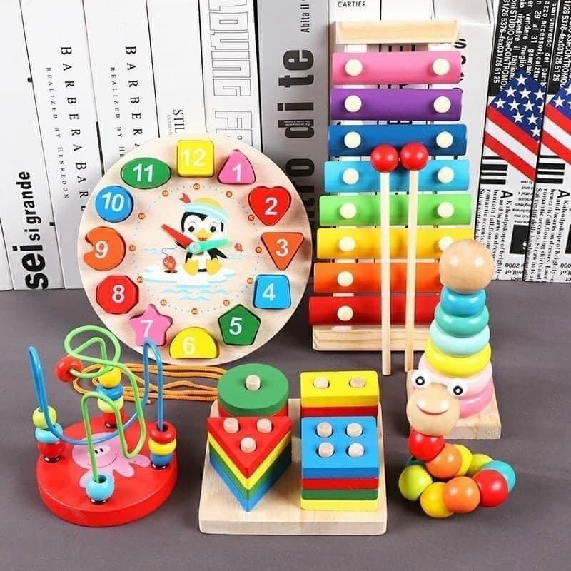 Đồ chơi gỗ montessori thả hình khối 4 cọc cho bé - Đồ chơi thông minh - Loại 1 cao cấp an toàn