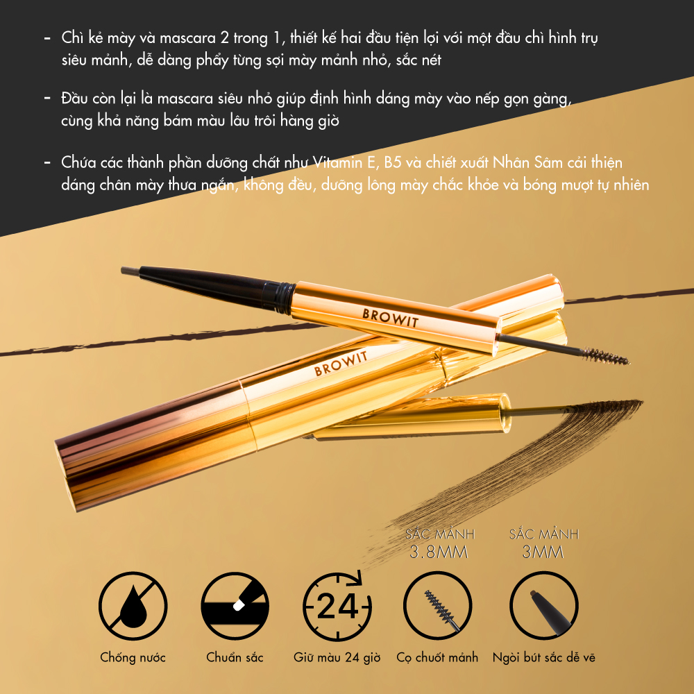 Chì Kẻ Mày Và Mascara Mày 2in1 Browit Ultra Fine Duo Eyebrow Pencil & Mascara 0.16g+1.26g