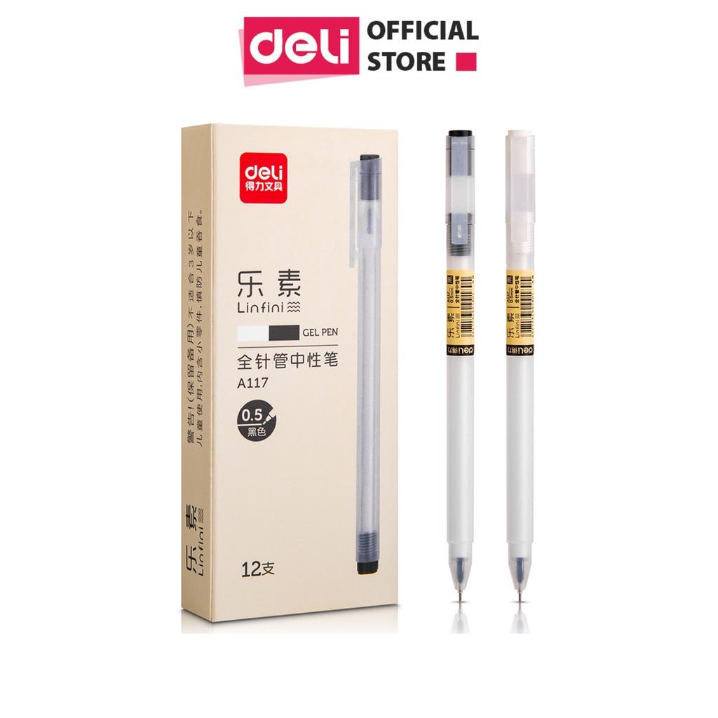 Bút bi nước văn phòng Deli mực gel ngòi 0.5mm mực đều nét chữ đẹp phù hợp viết sổ tay ghi chép, văn phòng, học sinh A117