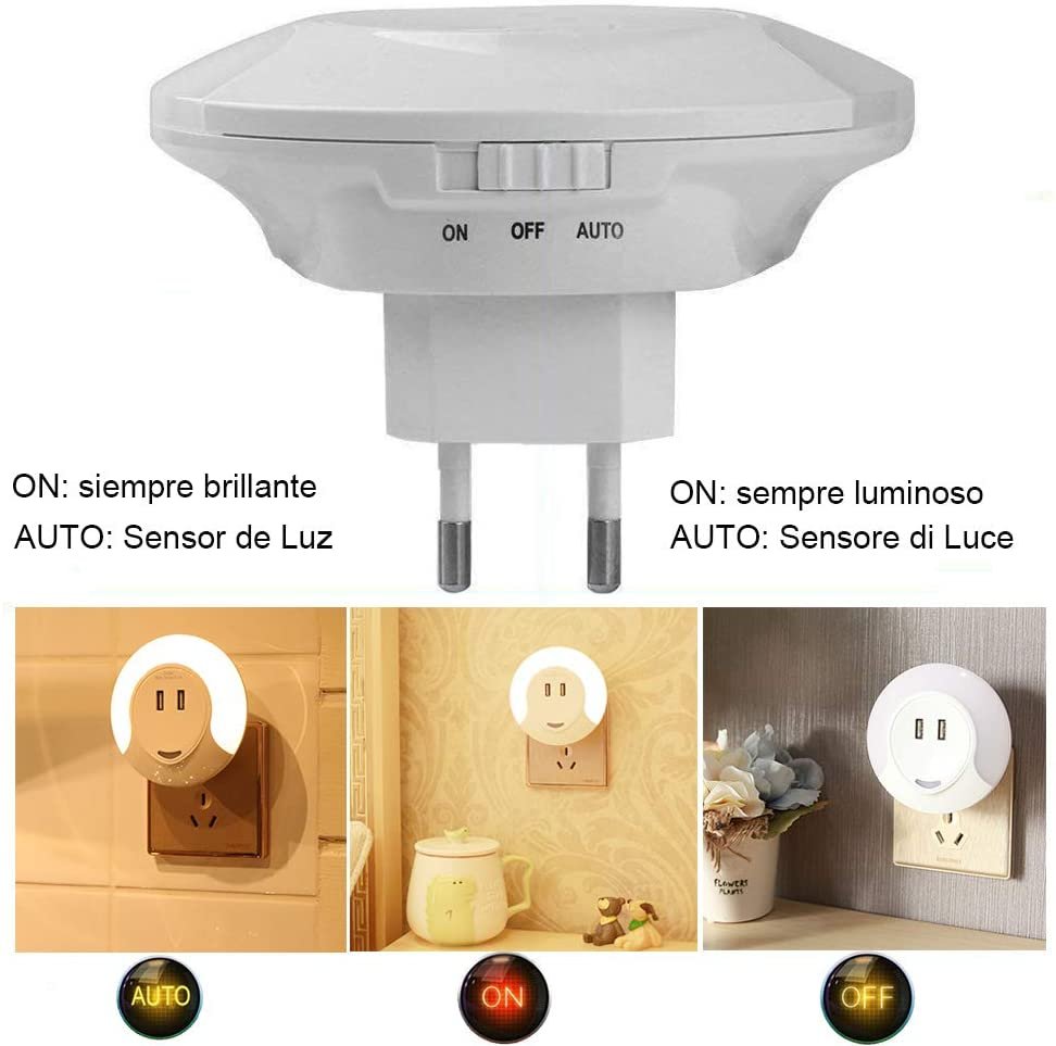 Đèn Ngủ LED Cảm Biến Kèm Ổ Cắm USB Dobo Electric Korea - Trắng