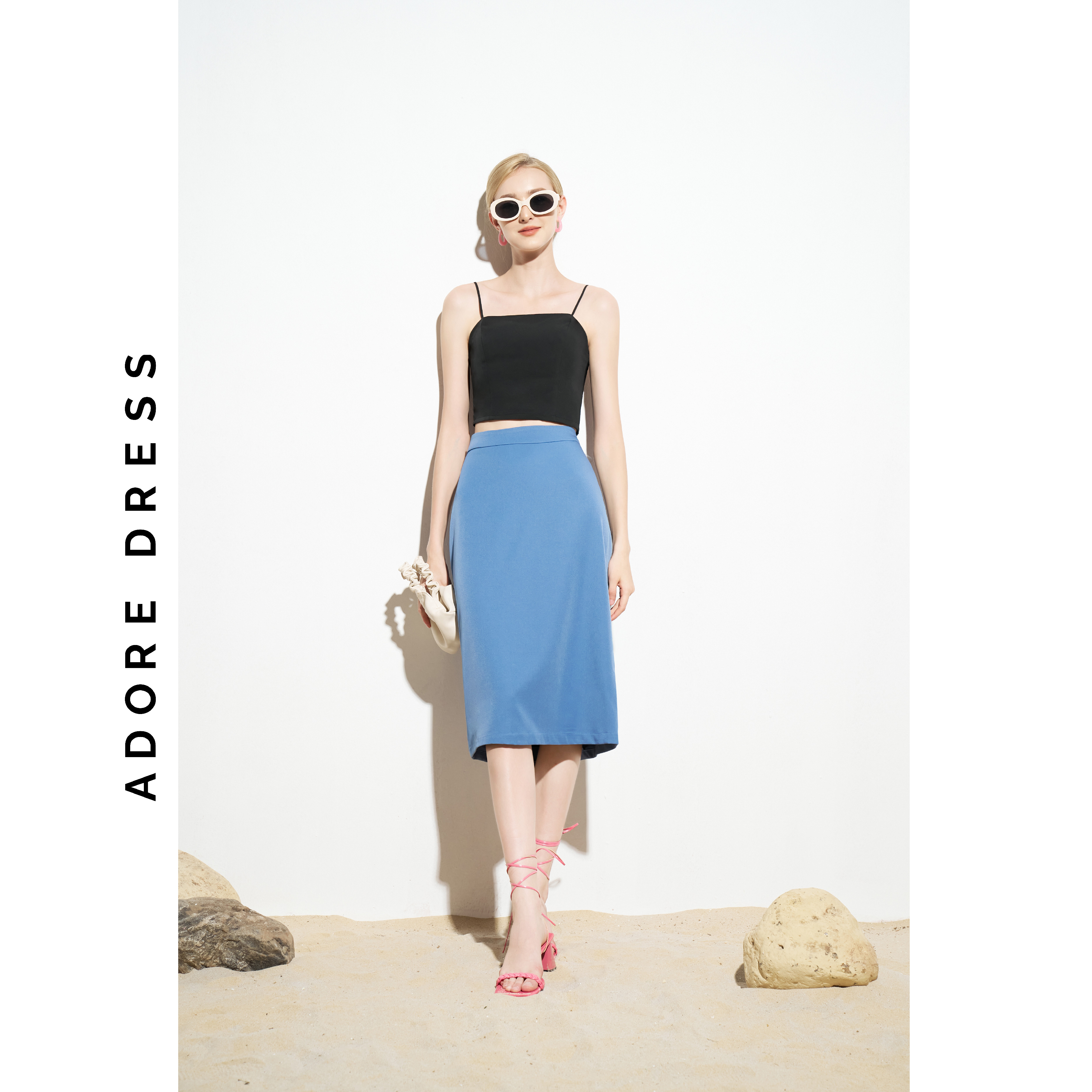 Chân váy Midi skirts official style tuytsy trơn 313SK2022 ADORE DRESS