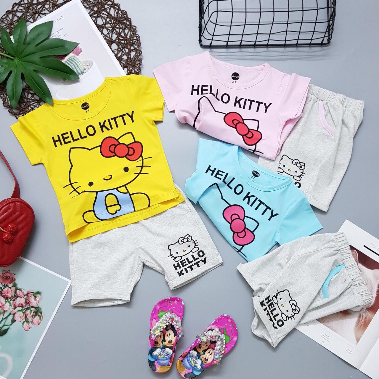SÉT BỘ TAY NGẮN BÉ GÁI IN HÌNH MÈO KITTY