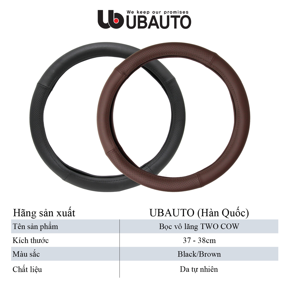 Bọc vô lăng xe hơi đẹp chính hãng cao cấp UBAUTO giá tốt da bò tự nhiên phù hợp các dòng xe có vô lăng 36-38cm