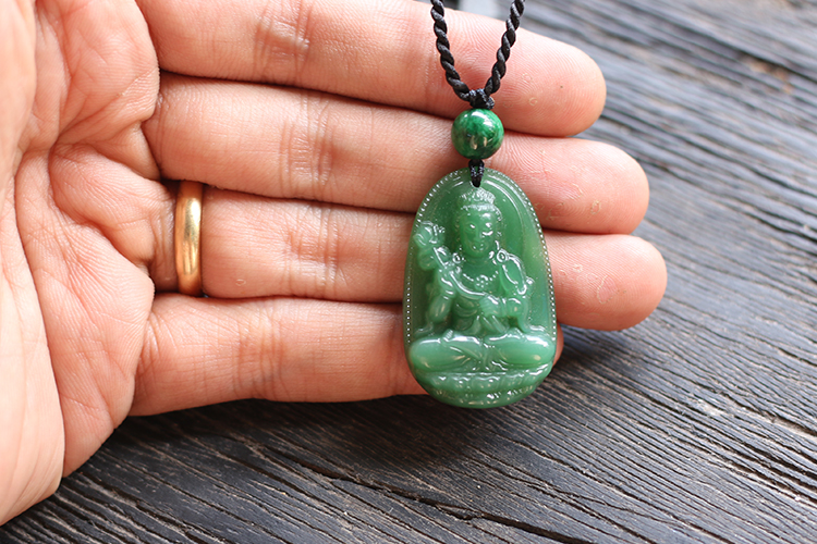 Mặt Đại Thế Chí Bồ Tát Đá Ngọc Tuỷ Ngọc Quý Gemstones MD57 - Xanh Lá
