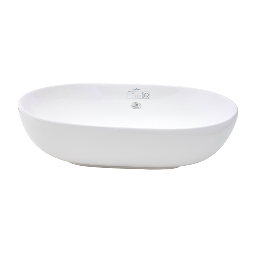 Lavabo đặt bàn Viglacera CD15 màu trắng hình oval, chất liệu sứ ceramic, lòng chậu sâu - Hoa Sen Home - Hàng chính hãng