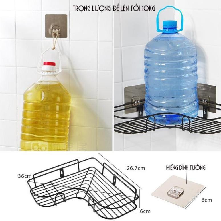 Kệ góc nhà tắm để phòng bếp gắn tường đựng đồ thông minh dán không cần khoan - tam giác sắt