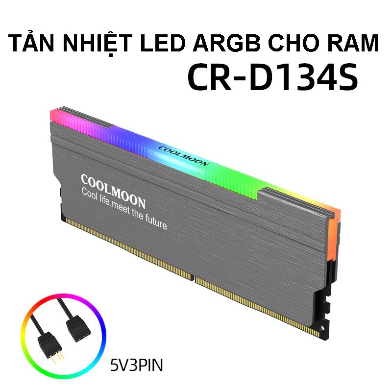 Tản Nhiệt  Led ARGB cho RAM máy tính - Coolmoon CR-D134S Gray - hàng nhập khẩu