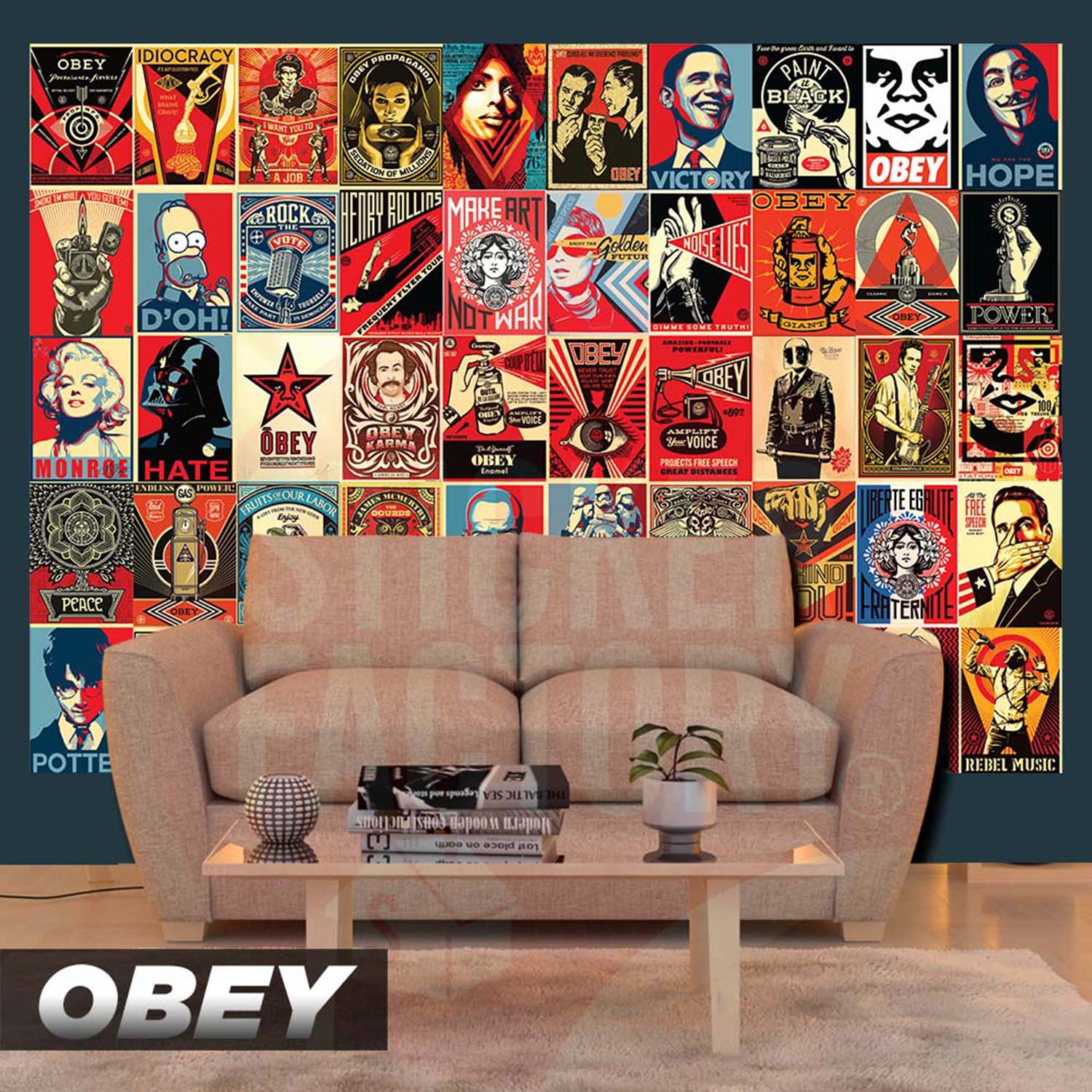 OBEY - Set 50 Poster A4 dán tường trang trí decor quán nhà cửa STICKER FACTORY