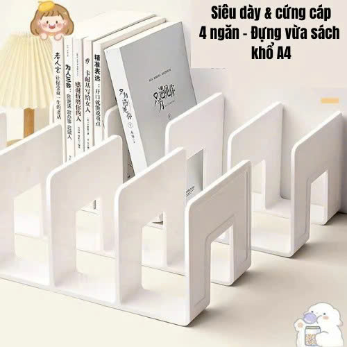 Giá Đựng Sách Để Bàn - Kệ Chia 4 Ngăn Văn Phòng Học Sinh Sinh Viên - Chặn Sách Nhiều Ngăn Giúp Sắp Xếp Tài Liệu