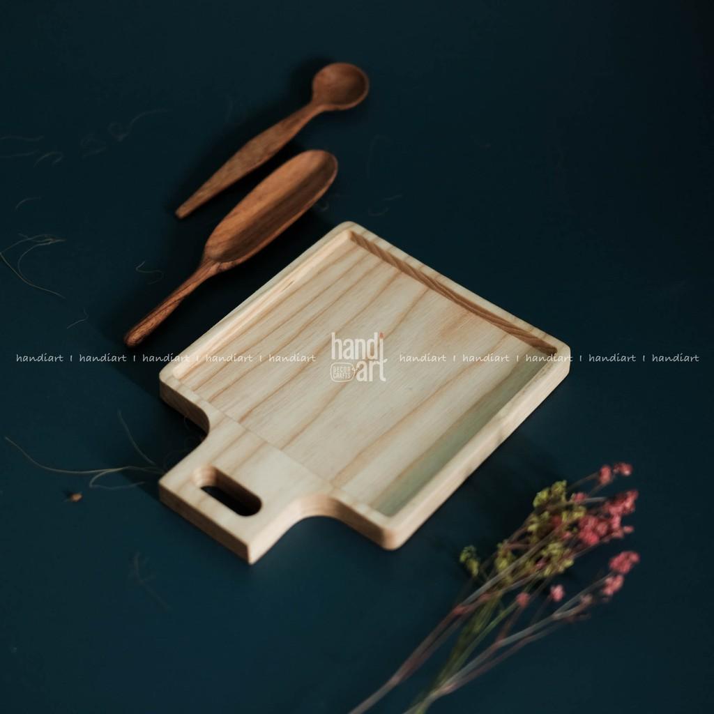 Khay gỗ vuông tay cầm - Khay gỗ trang trí - Square wooden tray