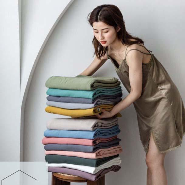 Bộ Chăn Ga Gối Cotton Xuất Nhật LIDACO Cao Cấp - Màu Be
