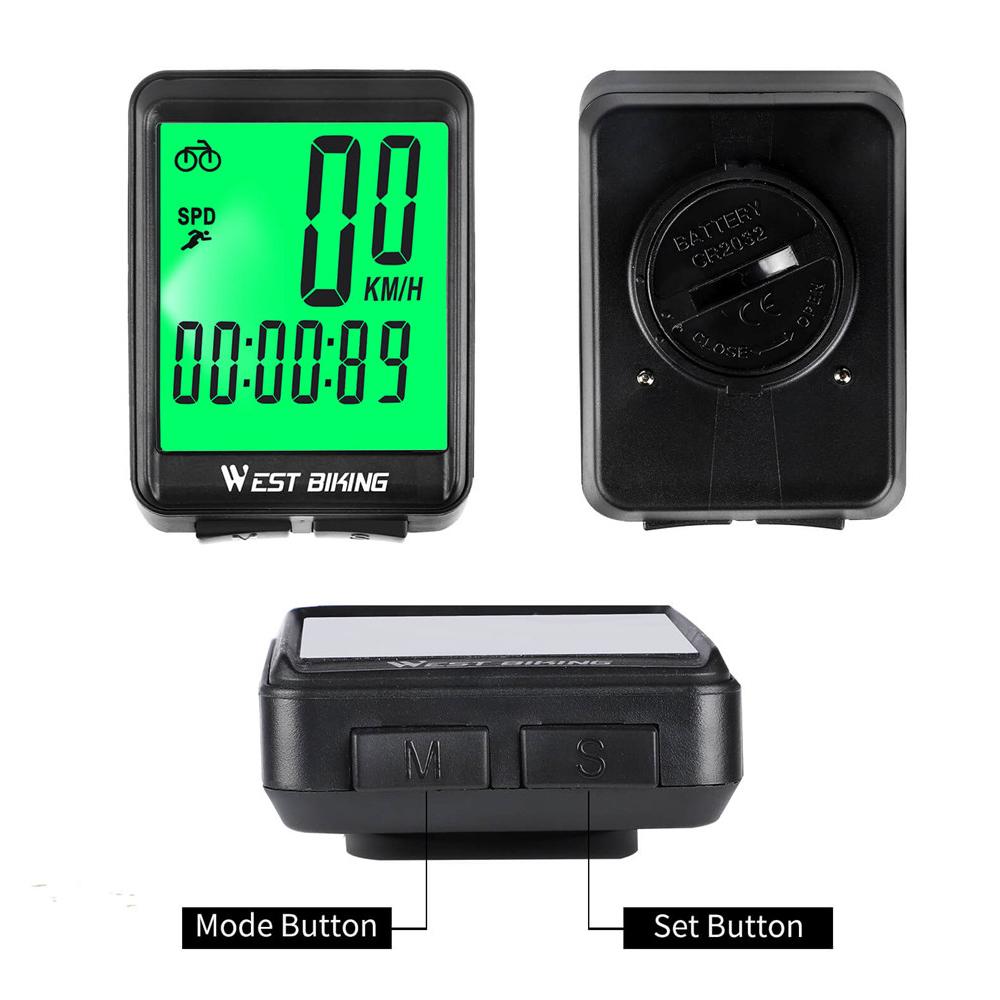 WEST BIKING Đồng hồ đo tốc độ xe đạp Màn hình kỹ thuật số lớn với đèn nền chống thấm nước