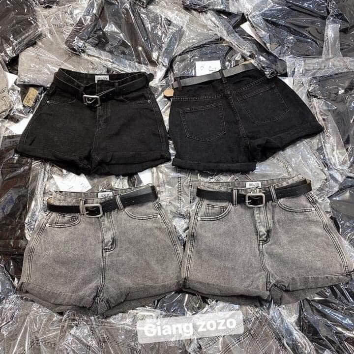 Quần sooc jeans TRƠN 2 màu đen, xám