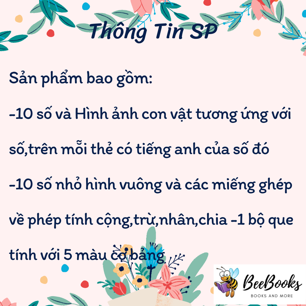 Bộ Thẻ Học Ghép Số và Phép Tính kèm que tính- Theo chuẩn phương pháp Montessori