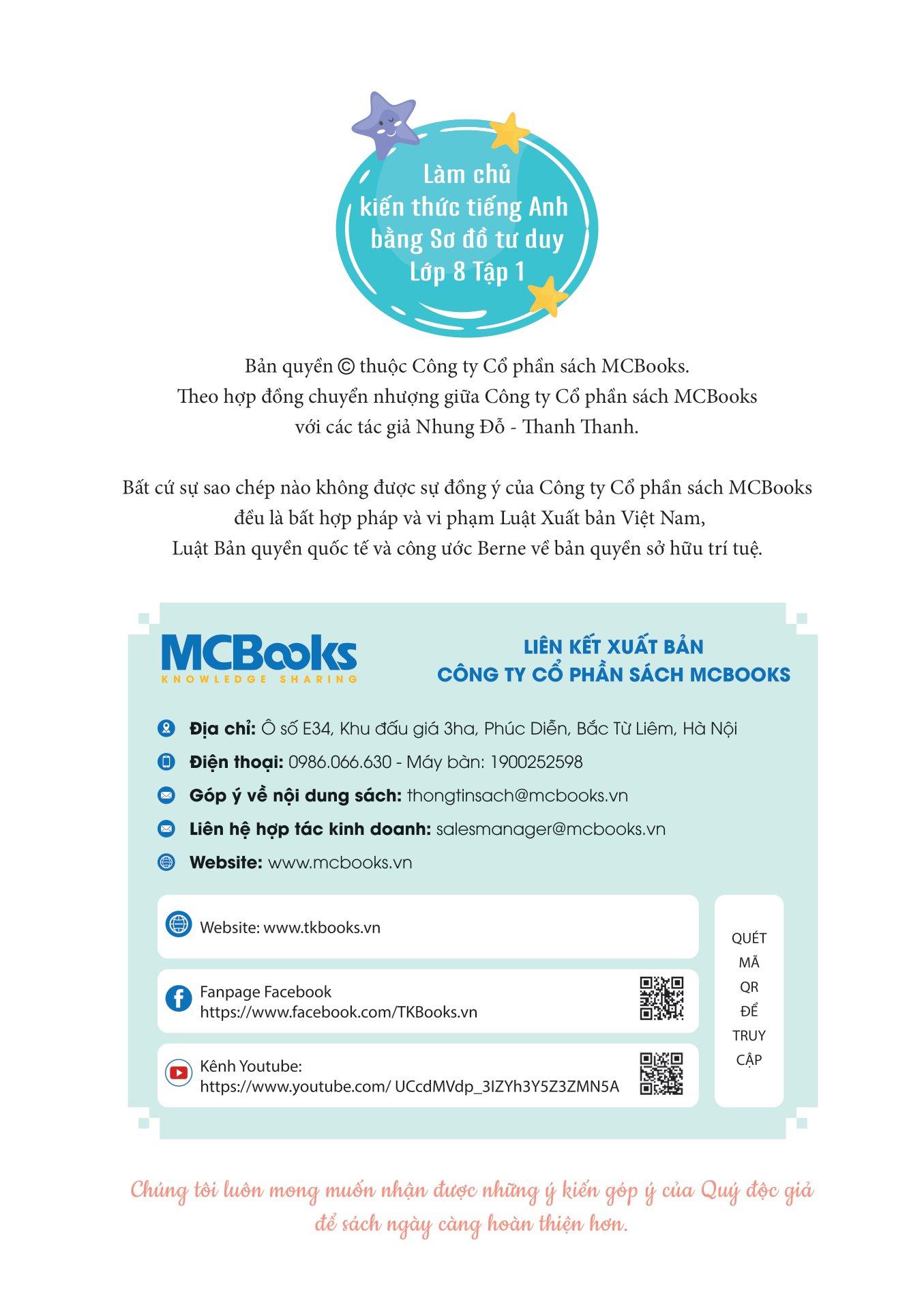 Làm Chủ Kiến Thức Tiếng Anh Bằng Sơ Đồ Tư Duy Lớp 8 - Tập 1