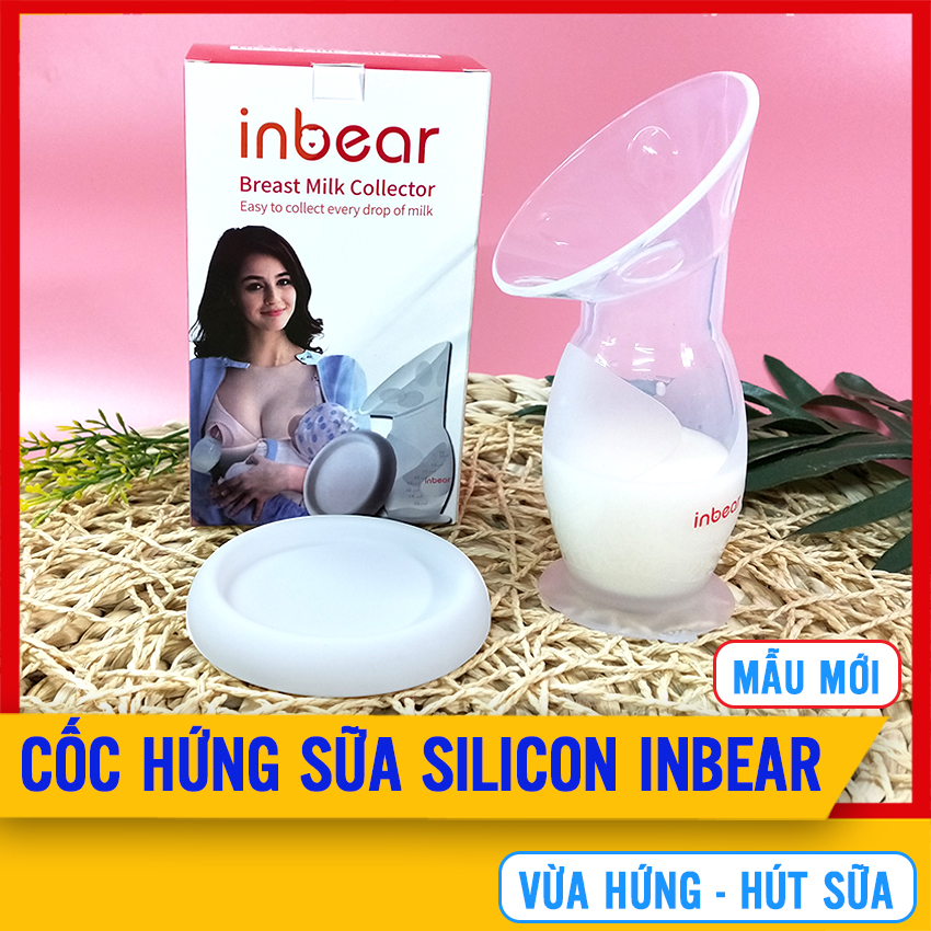 Cốc Hứng Sữa Silicon Inbear Nature (IBC - 7100), Vừa Hứng Vừa Hút Sữa, Dính Bám Chắc Không Cần Giữ Tay, Hứng Được Cả Khi Nằm Không Bị Rơi