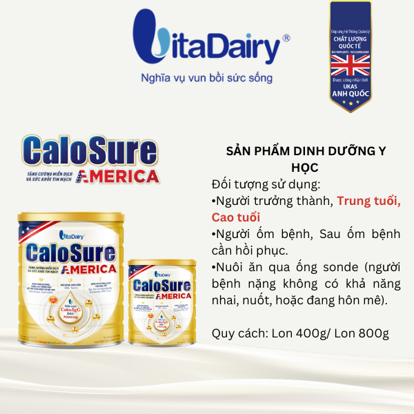 Bộ hộp quà Calosure America, sữa bột giúp bảo vệ tim mạch, cơ xương khớp, tăng đề kháng - VitaDairy