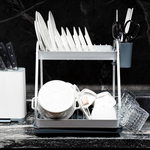 Kệ bát đĩa 2 tầng 2Lock 2-Tier Aluminum Dish Rack Hàng chính hãng