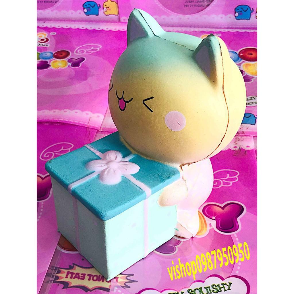 SQUISHY MÈO ấp ôm HỘP QUÀ XANH