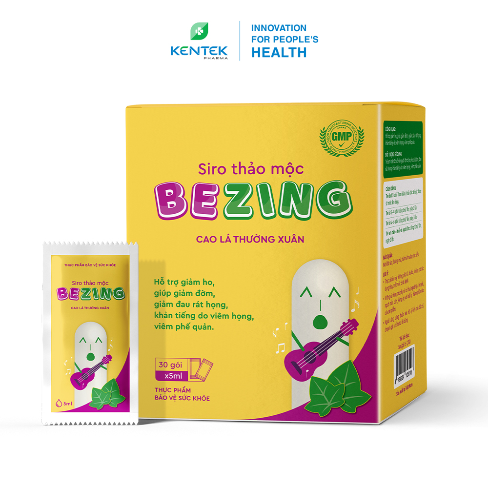 Siro ho thảo mộc bổ phế, hỗ trợ giảm ho KENTEK PHARMA | BEZING | Dành cho trẻ em | (Hộp 30 gói x 5ml)