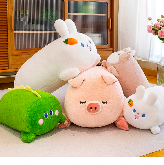 Thú nhồi bông ôm ngủ hình thỏ, khủng long, cáo hồng đáng yêu - Size từ 50cm đến 90cm - Quà tặng gấu bông thỏ lông mịn cho bé
