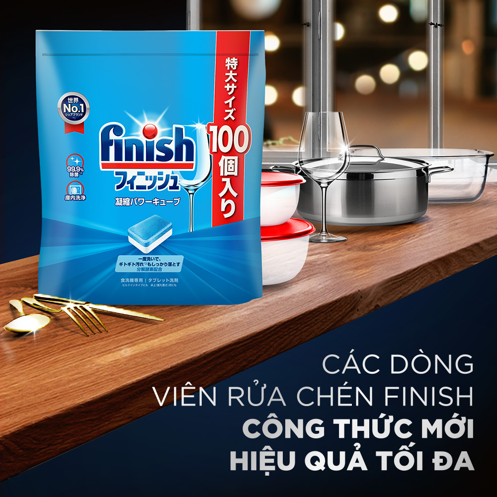 Viên Rửa Chén Finish Nhật Bản Power Cube 100 Viên