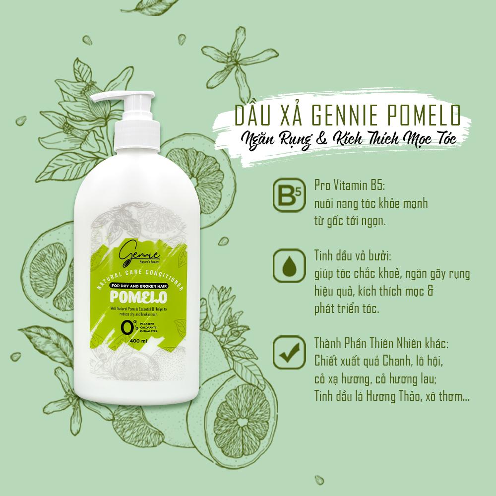 Dầu Xả Gennie Natural Care Tinh Dầu Bưởi Dành Cho Tóc Khô Và Dễ Gãy 400ml