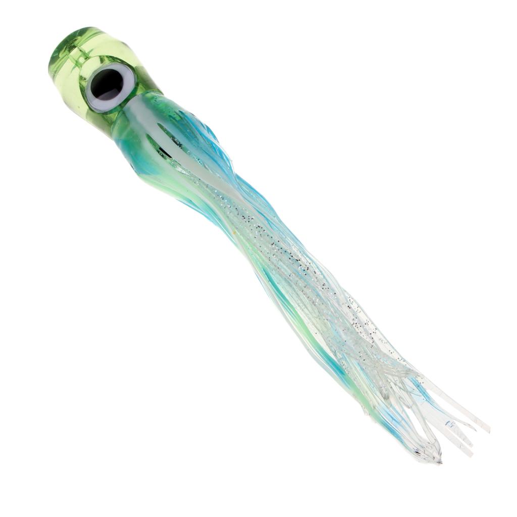 5pcs 3D Eye Jet Head Trolling Skirt Lure Soft Octopus Squid Bait Offshore