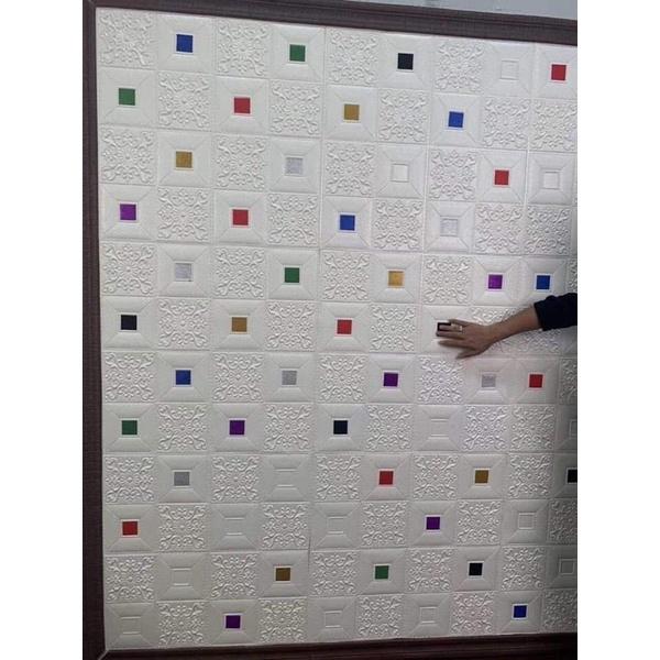 Xốp dán tường giả da hoa văn siêu sang tấm to kích thước 70 x 70 cm