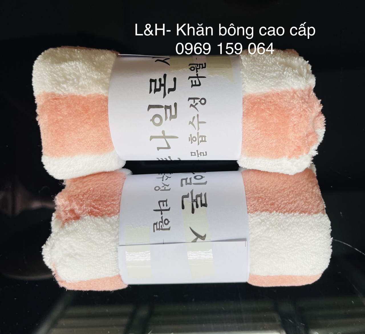 Khăn mặt lông cừu kẻ viền to, Kt 30x50cm