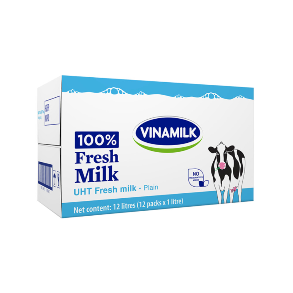 THÙNG 12 HỘP SỮA TƯƠI TIỆT TRÙNG VINAMILK 100% KHÔNG ĐƯỜNG 1L