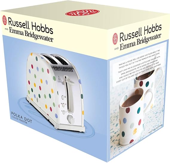 Máy Nướng Bánh Mì Russell Hobbs Emma Bridgewater 21295 Polka Dot 2 Lát Màu Kem Hàng chính hãng
