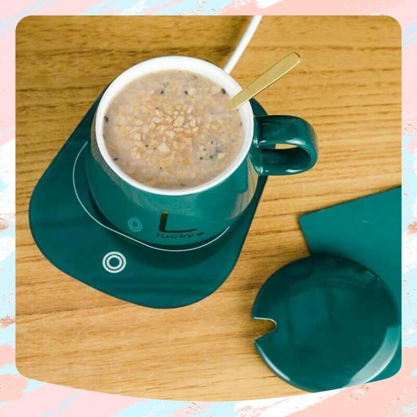 MÁY HÂM NÓNG SỮA CAFE CHÁO KÈM CỐC SỨ VÀ THÌA SIÊU SANG TIỆN LỢI