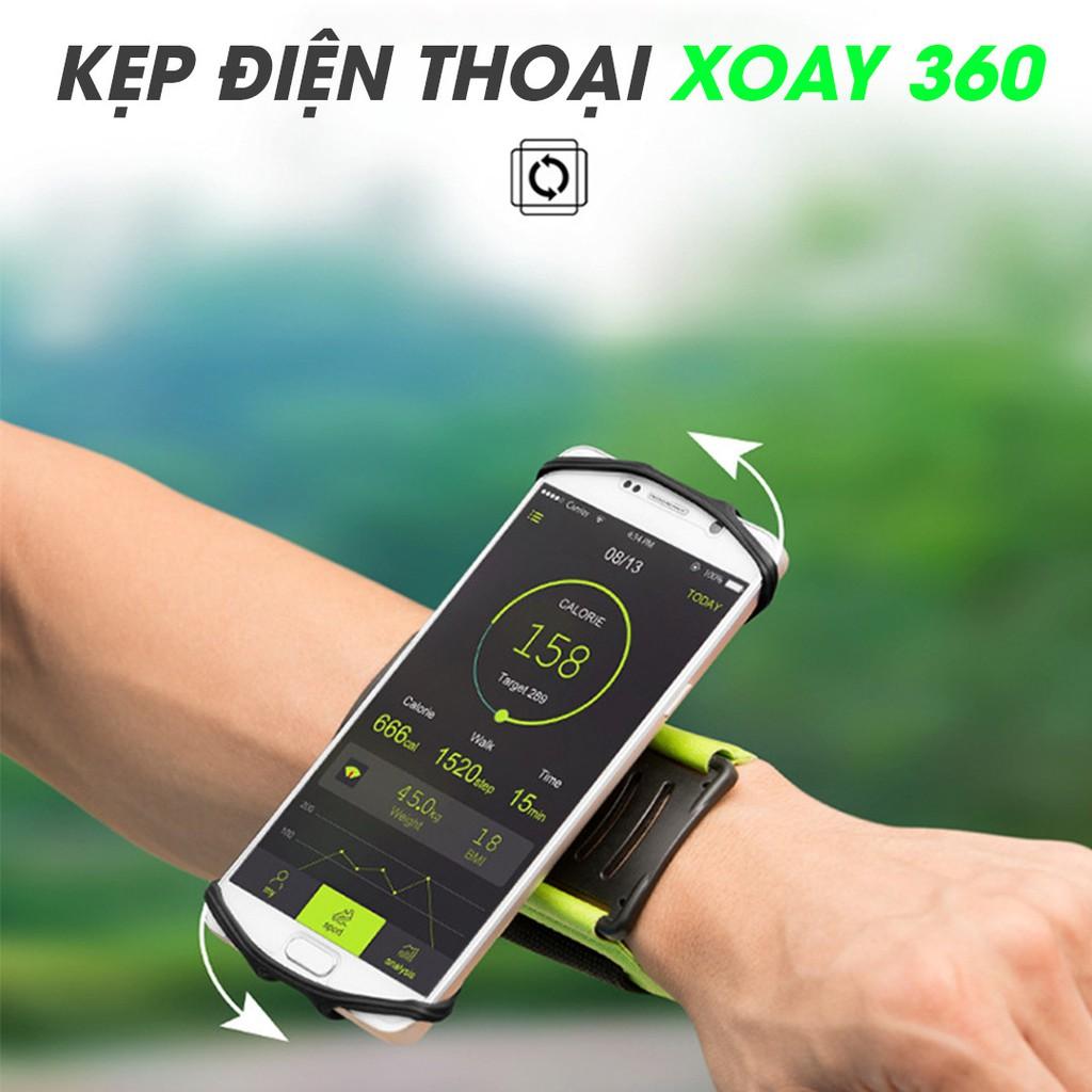 Kẹp điện thoại đeo tay xoay 360 cho phượt thủ