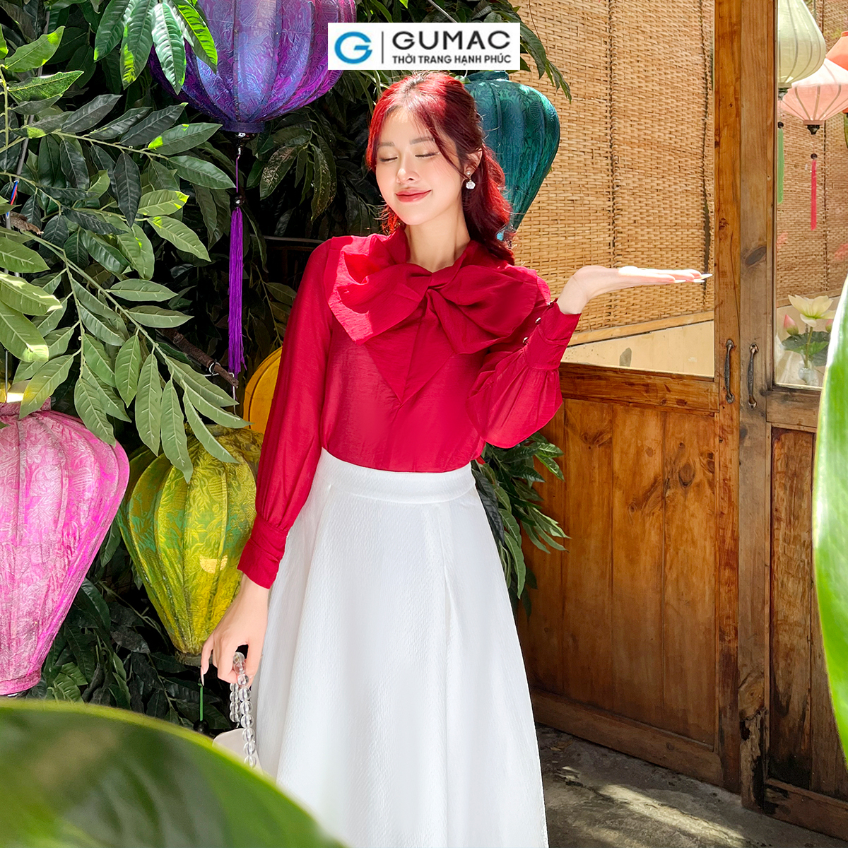 Áo kiểu xếp nơ GUMAC AD05085