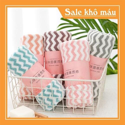 Set 5 Khăn Mặt Lông Cừu Xuất Hàn Cao Cấp Siêu Mền Mịn Thấm Hút Tốt