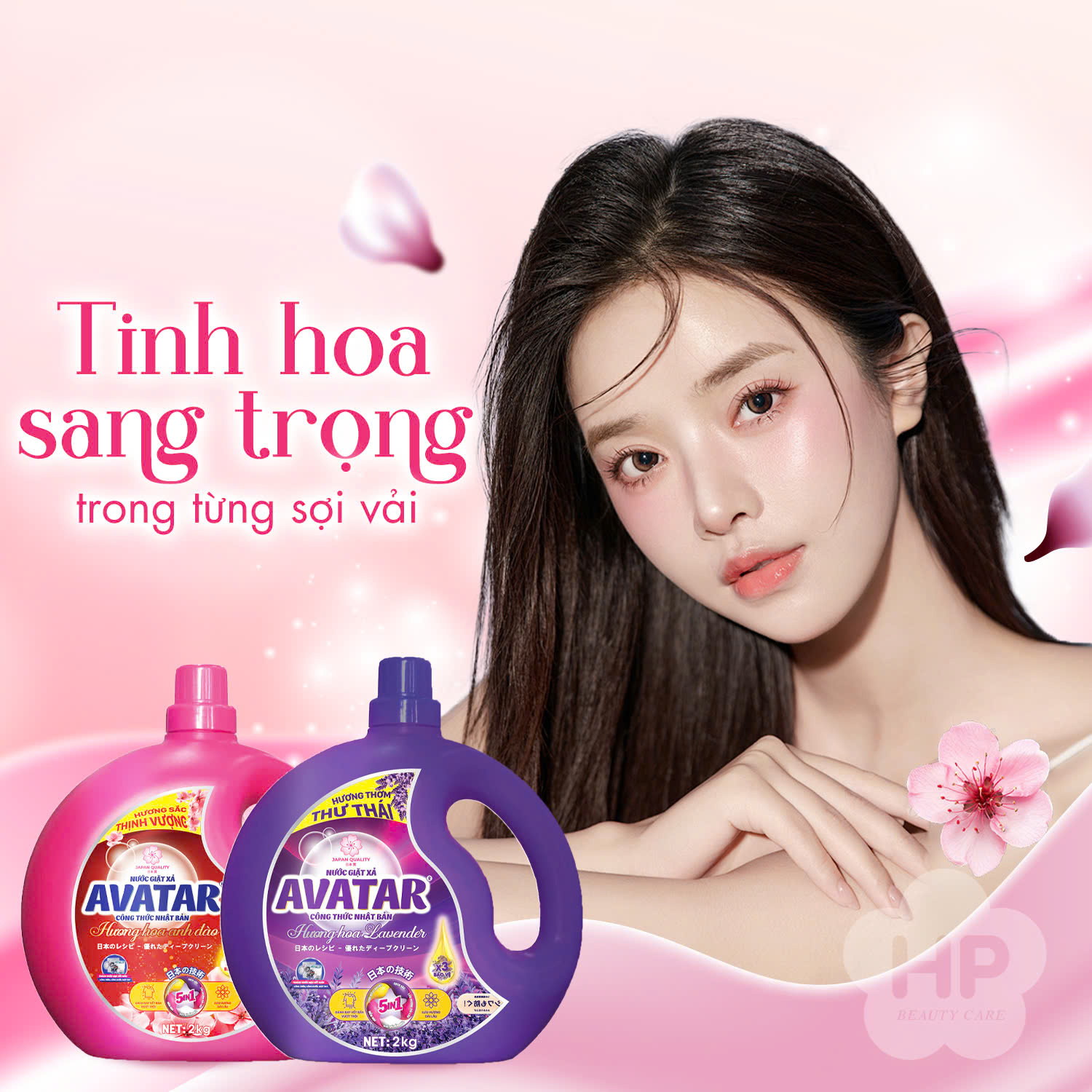 Combo 2 Can Nước Giặt Xả Vải Avatar Hương Hoa Anh Đào 4kg