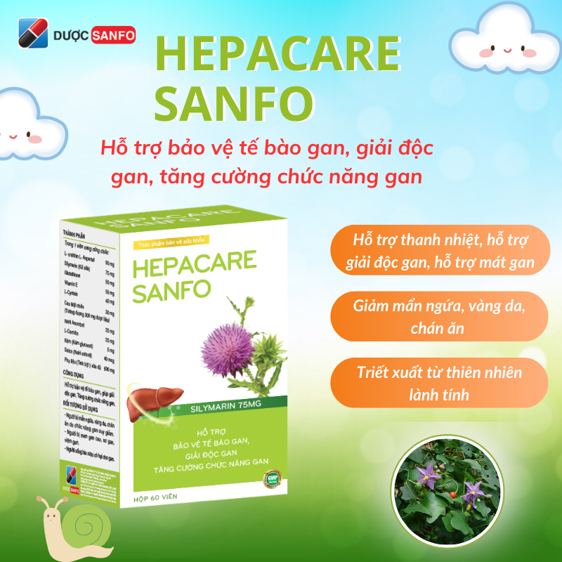 HepaCare Sanfo Tăng cường chức năng gan, hạ men gan, bảo vệ gan