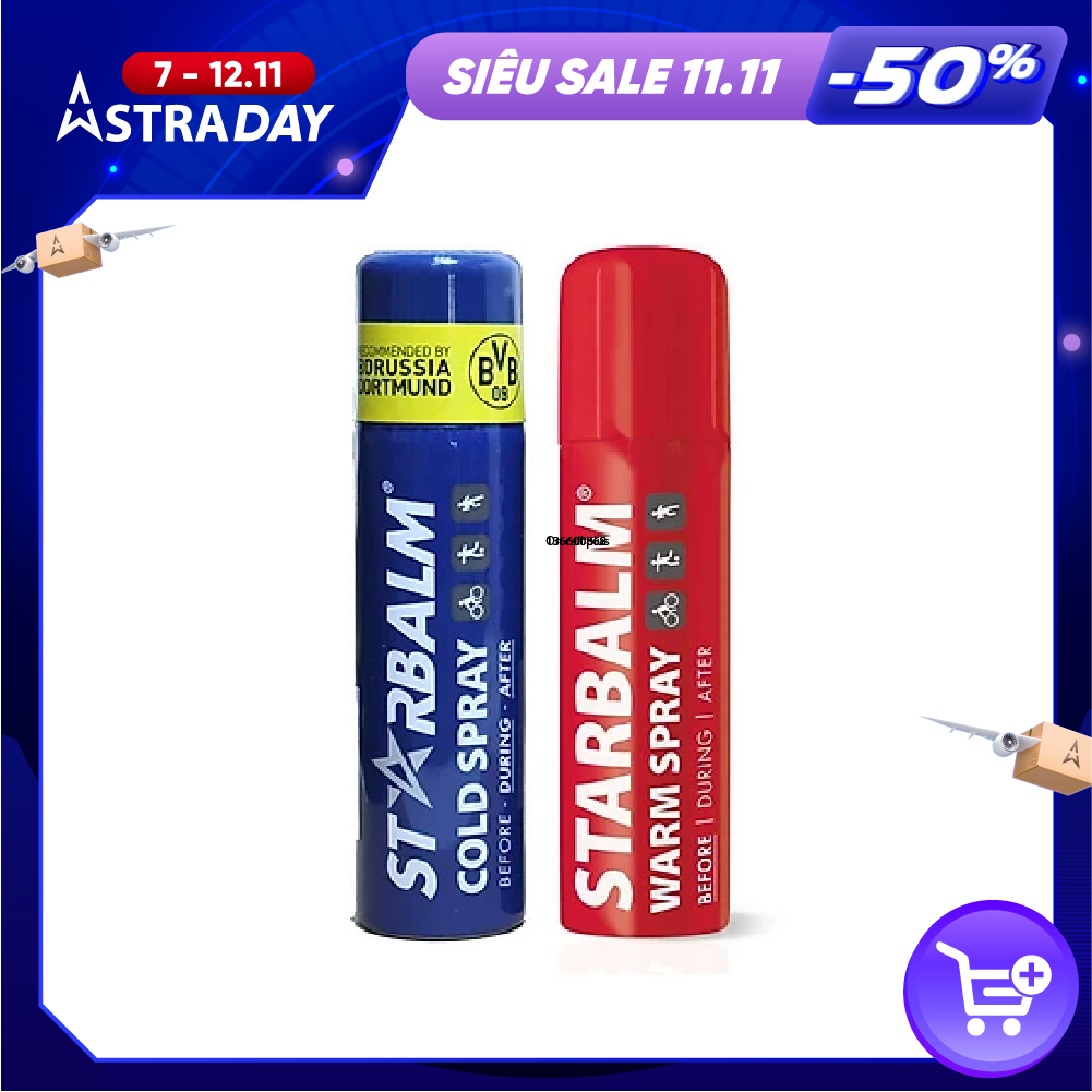 1 Chai Xịt Nóng Starbalm Warm Spray 150ml + 1 Chai Xịt Lạnh STARBALM COLD SPRAY 150ml