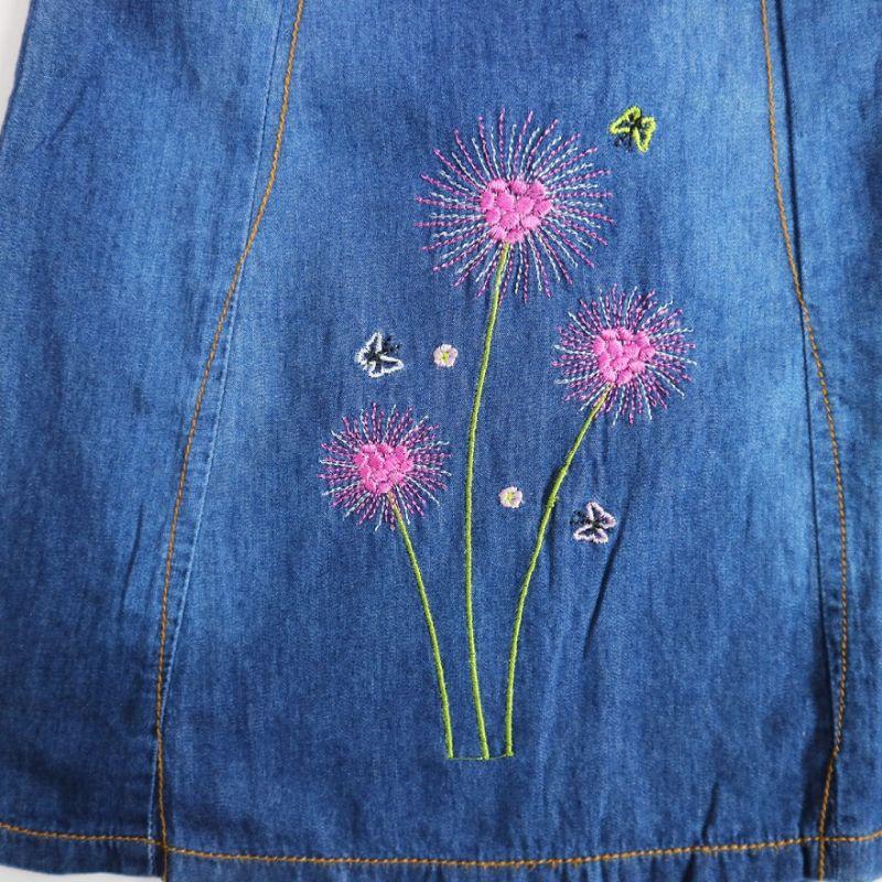 Váy Jean Bé Gái Thêu Hoa 100% cotton 20_23kg