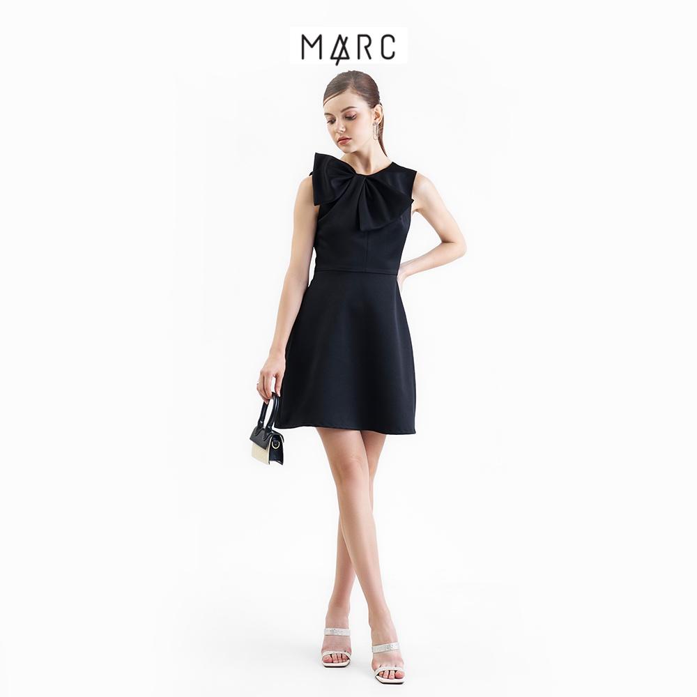 Đầm nữ MARC FASHION form A sát nách cổ tròn phối nơ FASH102022