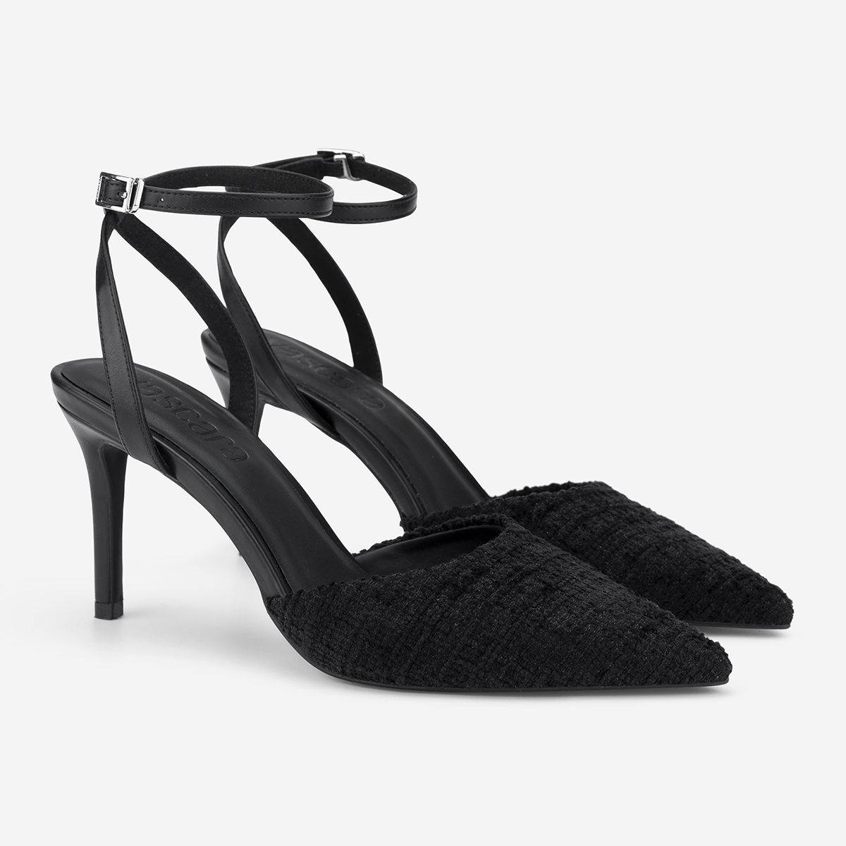 Vascara Giày Bít Mũi Nhọn Phối Vải Tweed - BMN 0716