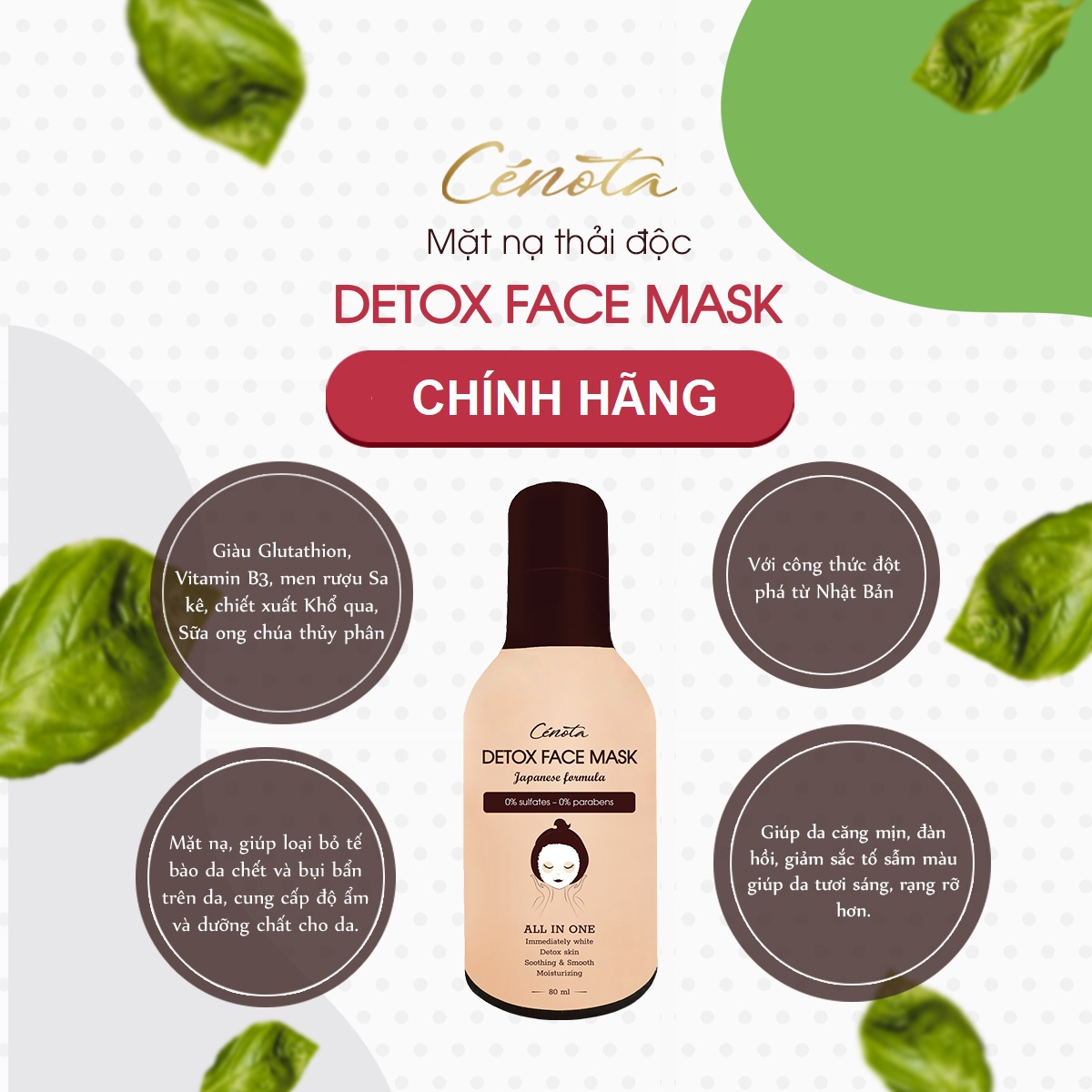 Mặt nạ thải độc da mặt Cenota Detox Face Mask 80ml Chính Hãng