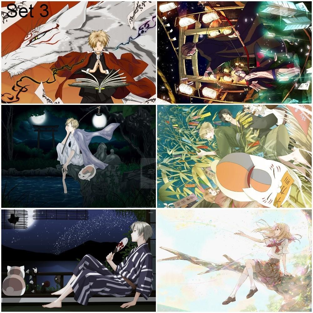 Bộ 6 Áp phích - Poster Anime Natsume's Book of Friends - Natsume Yuujinchou - Hữu nhân sổ (bóc dán) - A3,A4,A5