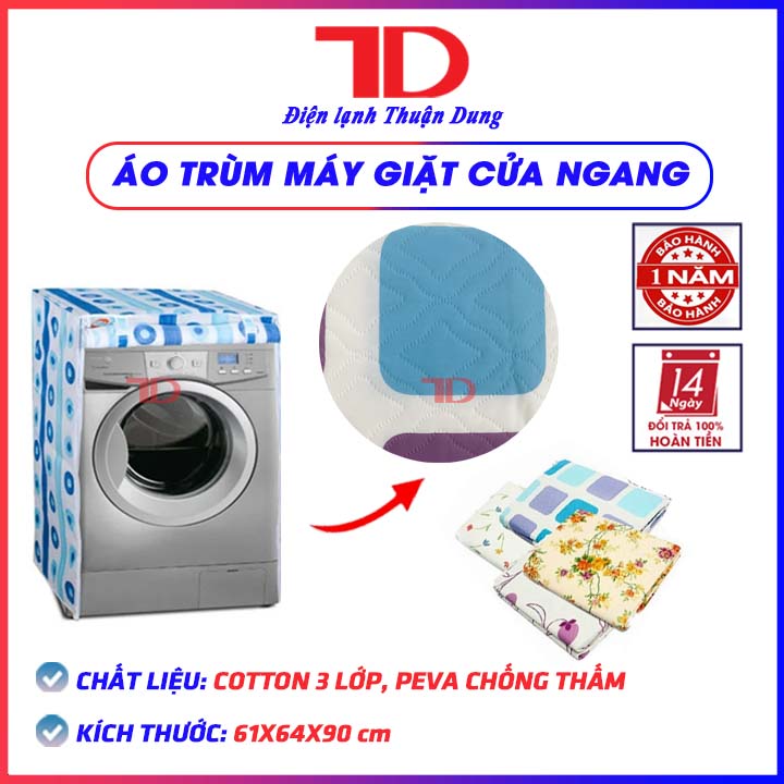 Áo trùm máy giặt cửa ngang và cửa trên 7kg-12kg, Tấm che máy giặt, bạt phủ chống nước, chống bụi [Hoa văn ngẫu nhiên] hàng chính hãng - Điện Lạnh Thuận Dung